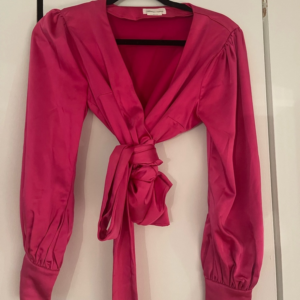Lovers + friends pink wrap blouse